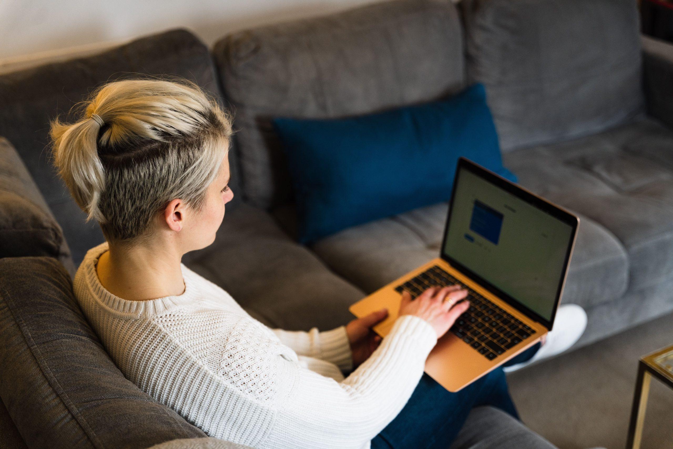 A student on the computer completing school work.